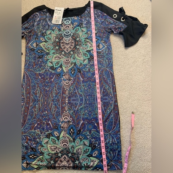 Desigual Yamina Mandala Shift Dress Women Medium Boho Rhinestone New With Tag - Picture 11 of 12